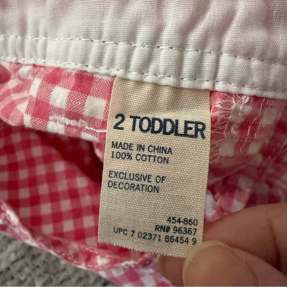 OshKosh B’gosh Pink Gingham Check Shortalls Toddler‎ Size 2T Vintage Vestbak